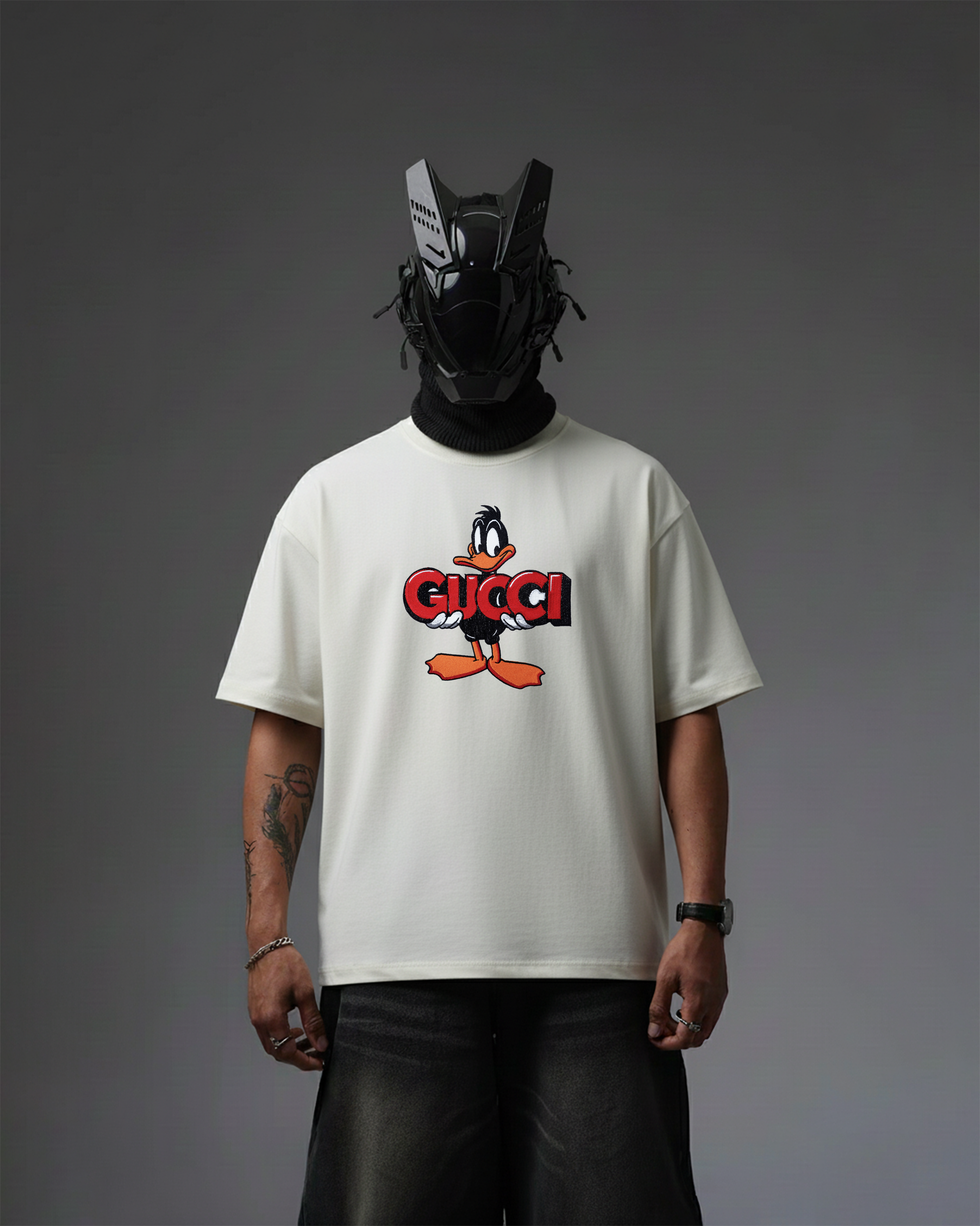 GUCI DUCK EMBROIDERY OVER-SIZED T SHIRT