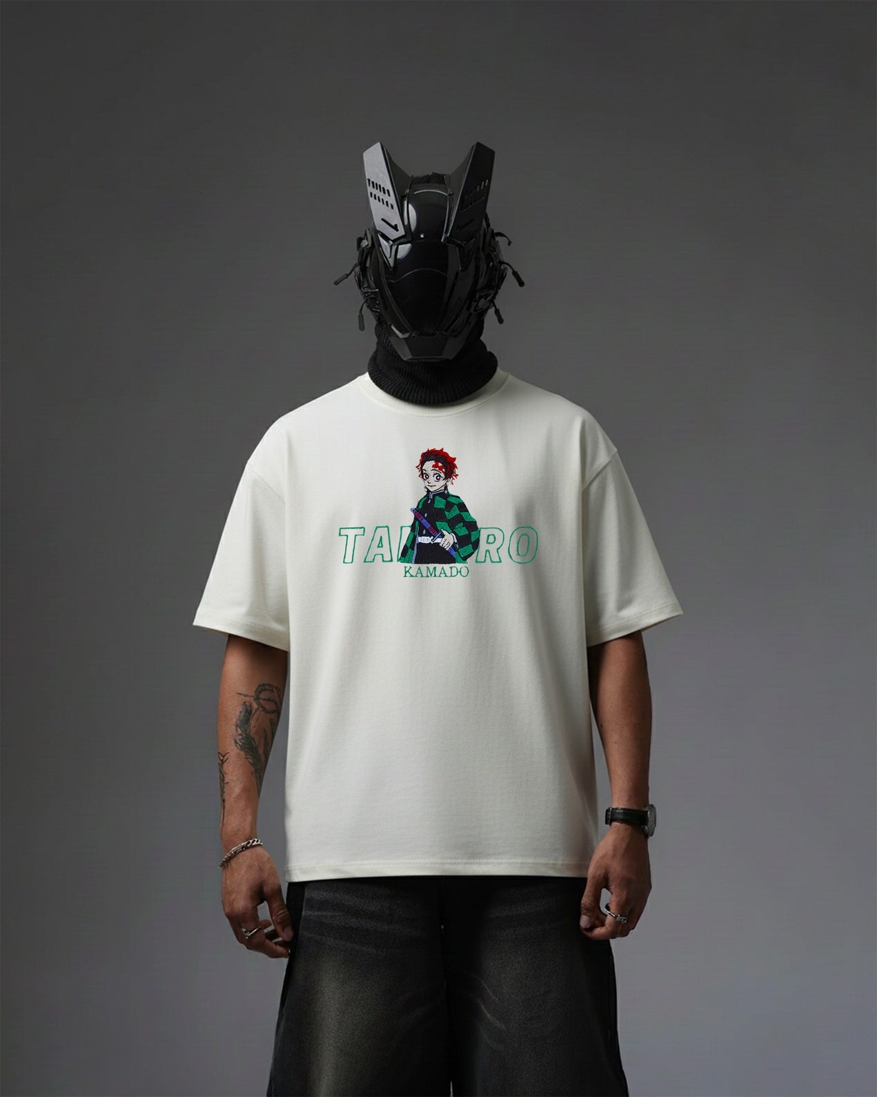 TANJIRO EMBROIDERY OVER-SIZED T SHIRT