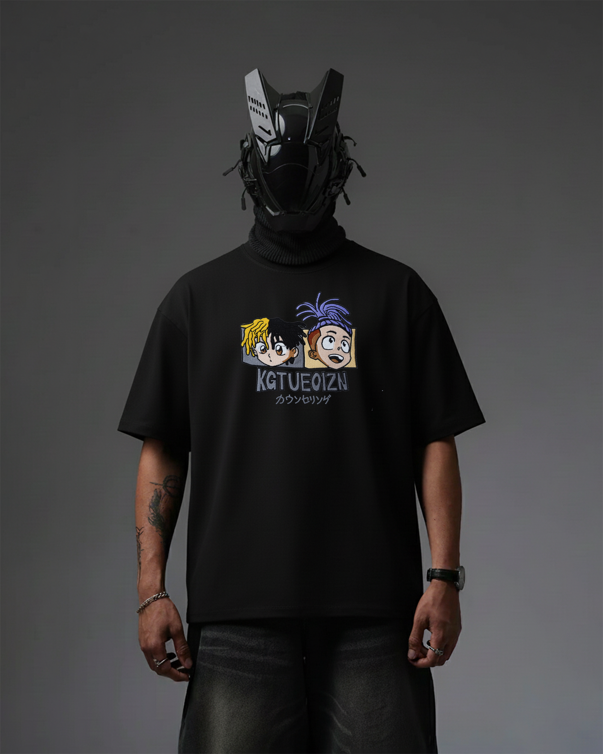TWIN VIBES EMBROIDERY OVER-SIZED T SHIRT