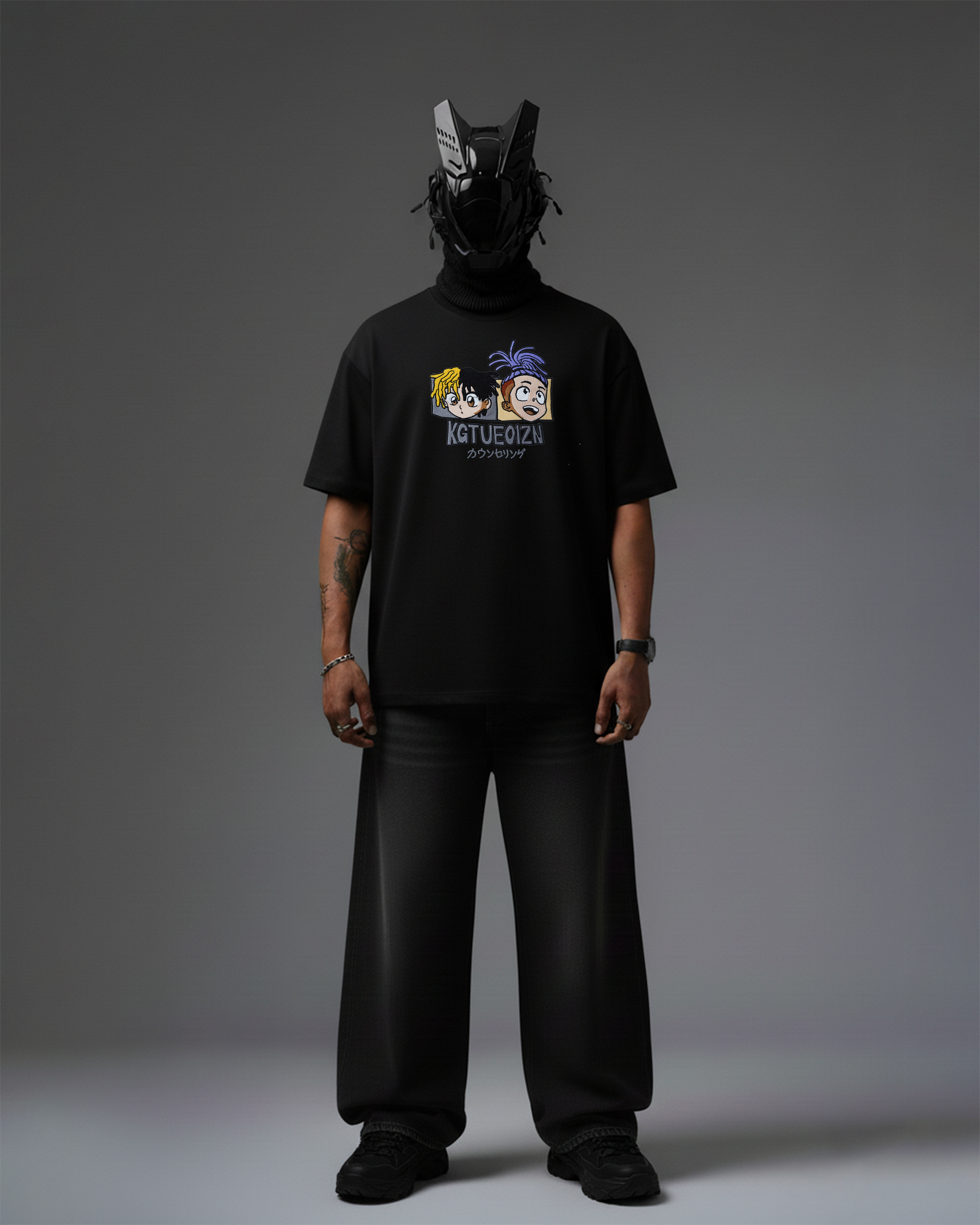 TWIN VIBES EMBROIDERY OVER-SIZED T SHIRT