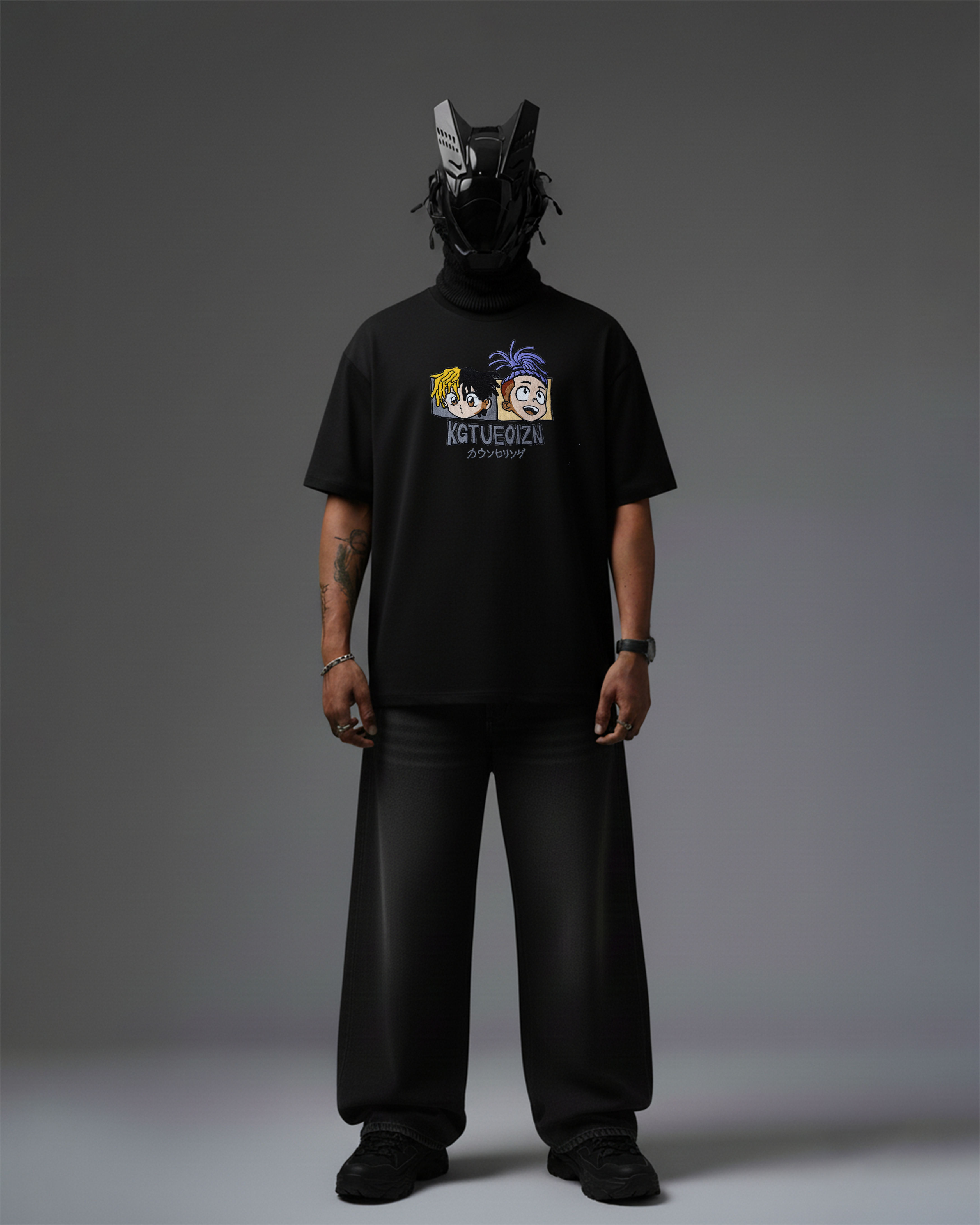 TWIN VIBES EMBROIDERY OVER-SIZED T SHIRT