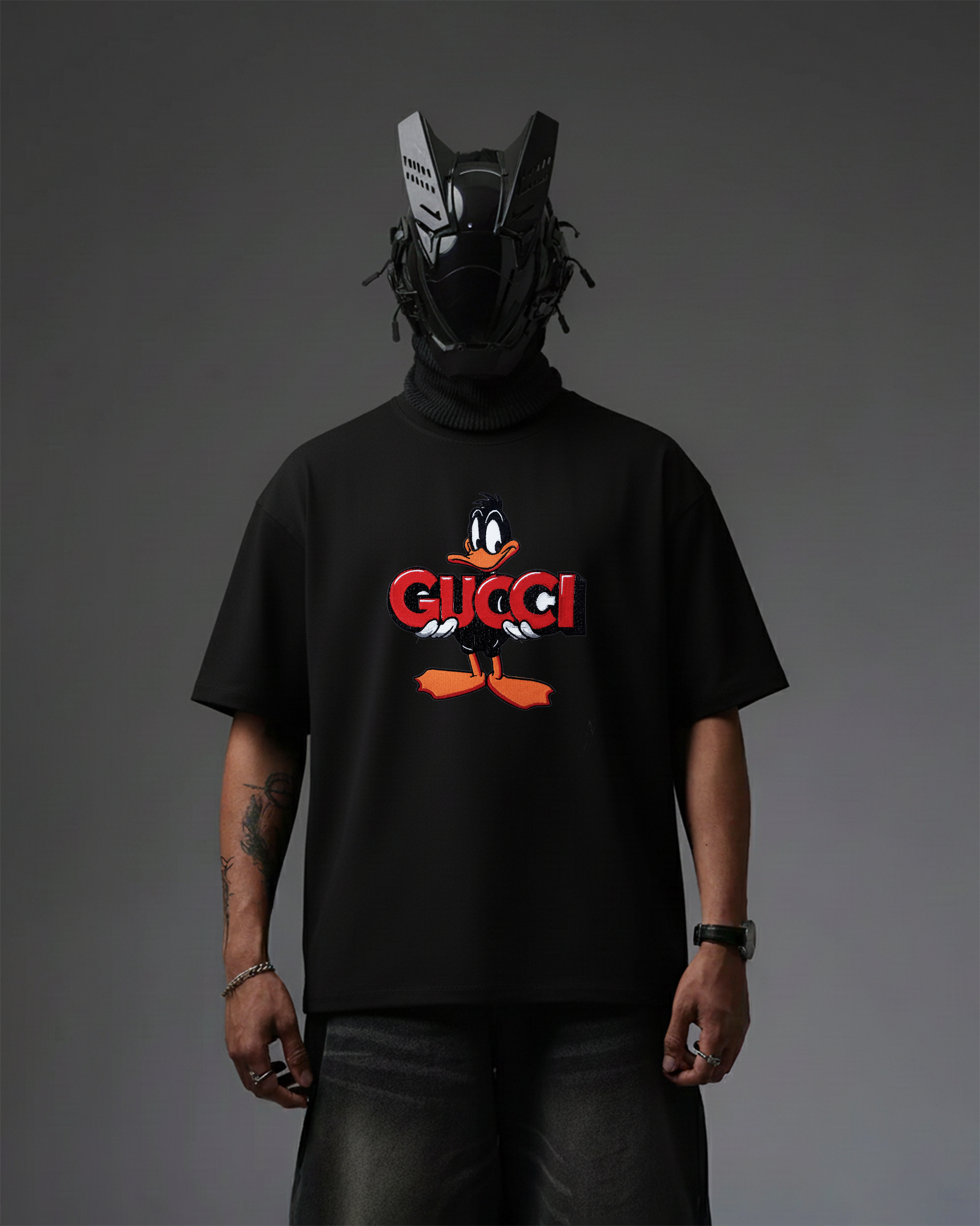 GUCI DUCK EMBROIDERY OVER-SIZED T SHIRT