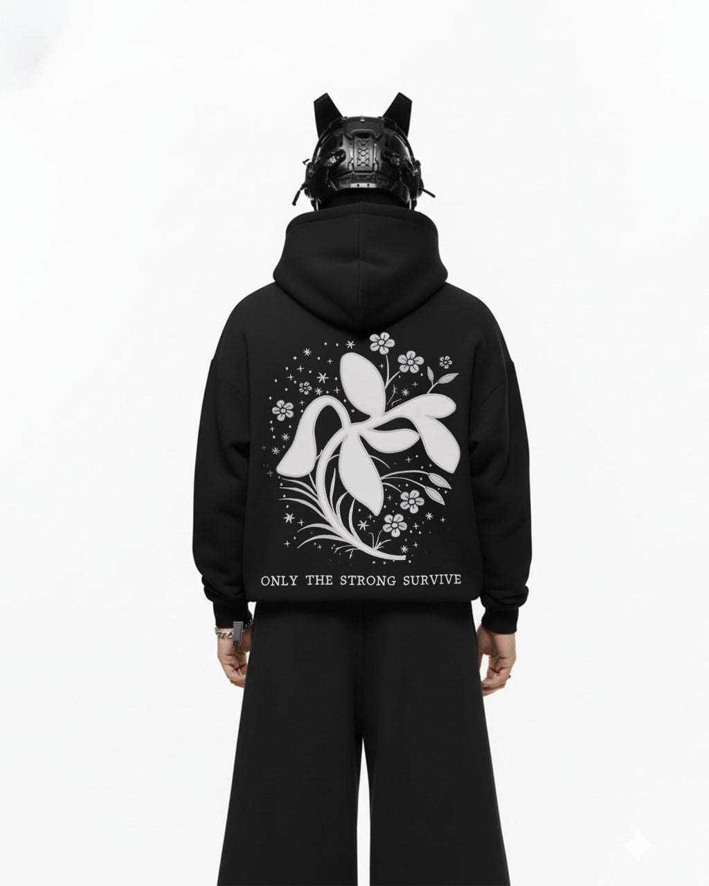 Leaves Applique Embroidery Oversized Hoodie