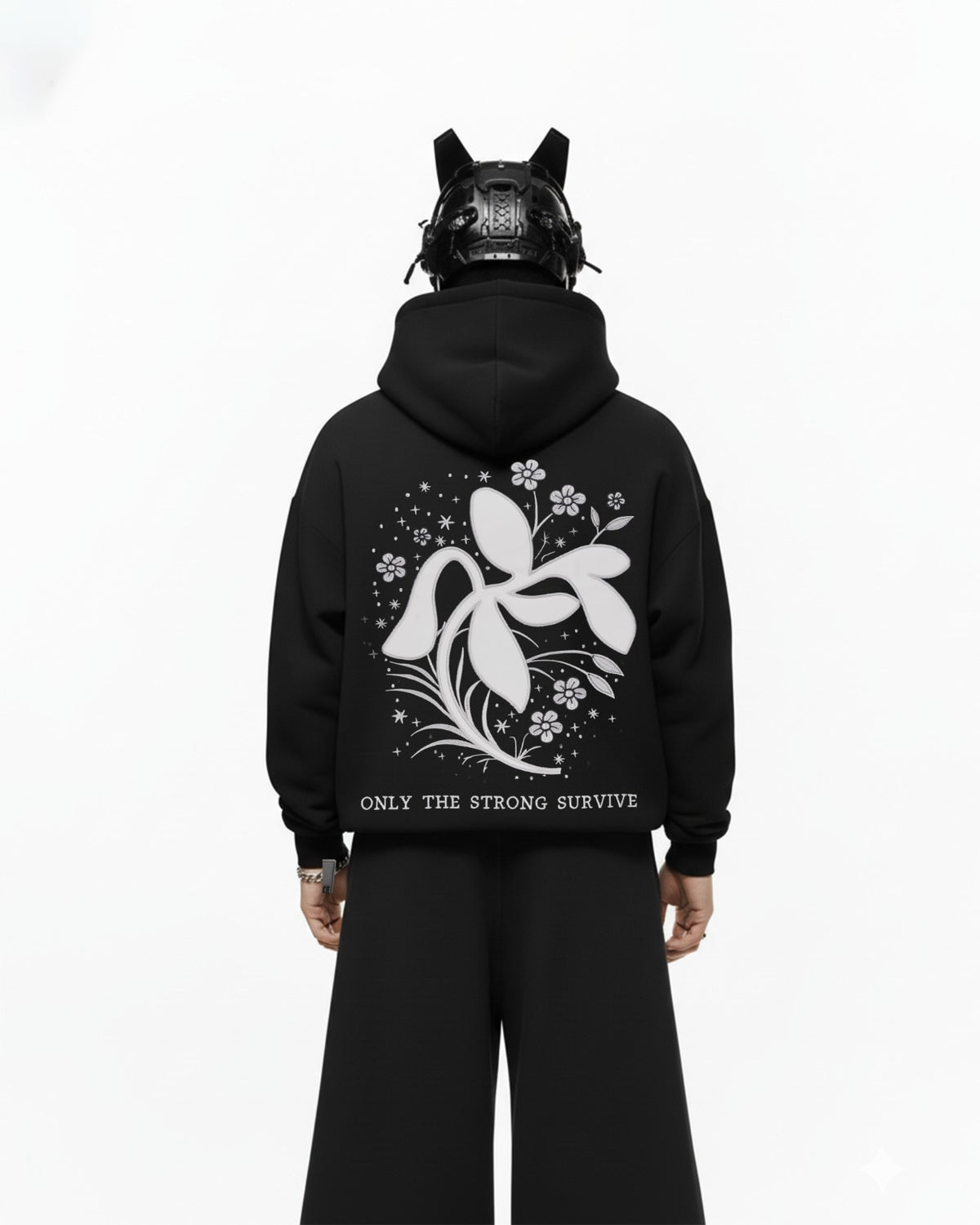 Leaves Applique Embroidery Oversized Hoodie