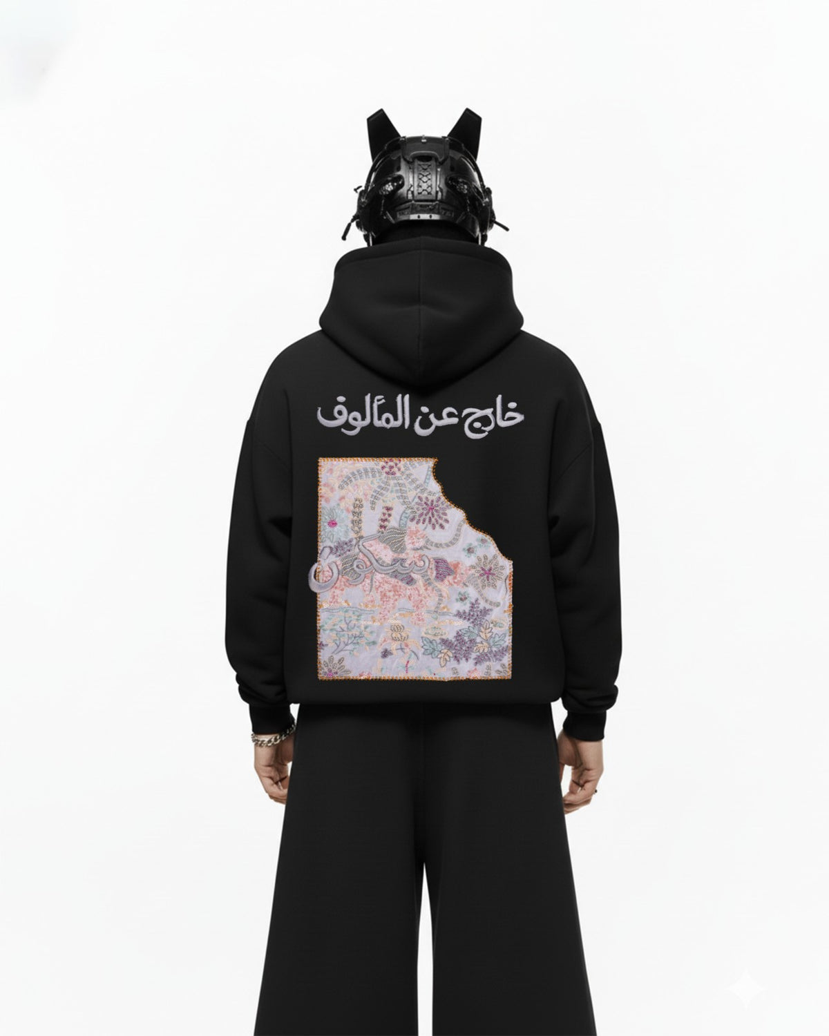 Arabic Vibe Applique Embroidery Oversized Hoodie