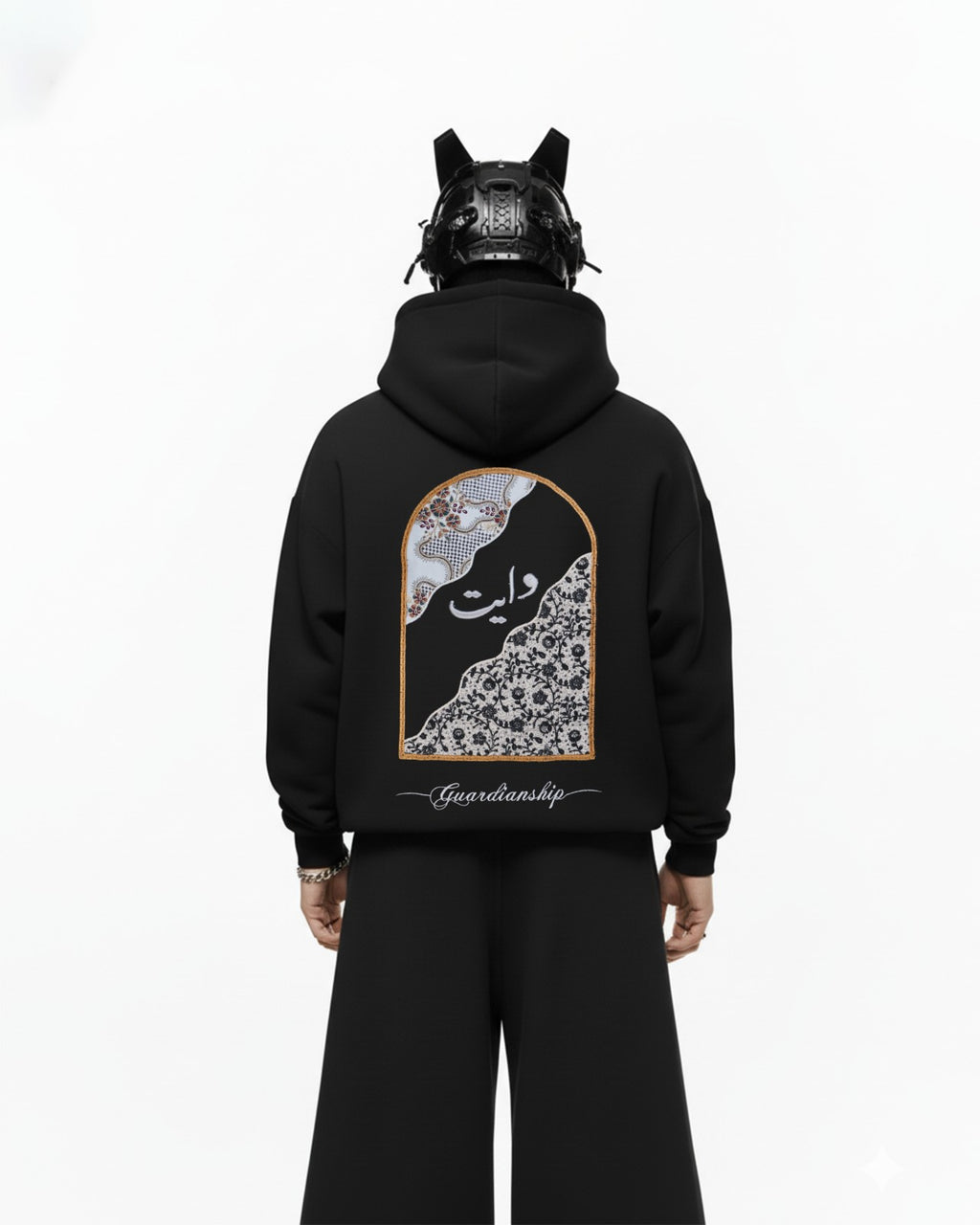 Arabic Arch Applique Embroidery Oversized Hoodie