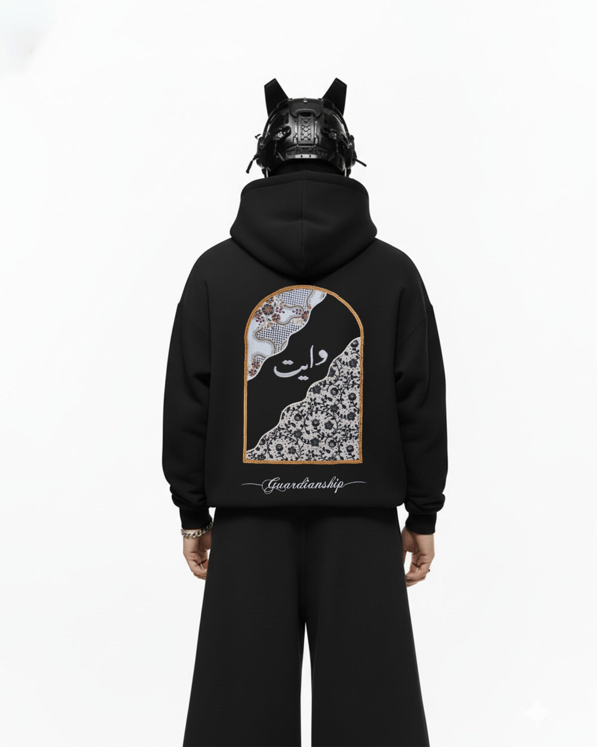Arabic Arch Applique Embroidery Oversized Hoodie