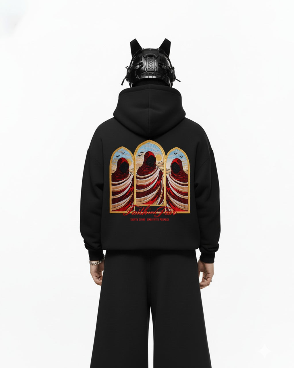 Faith over Fear Embroidery Oversized Hoodie