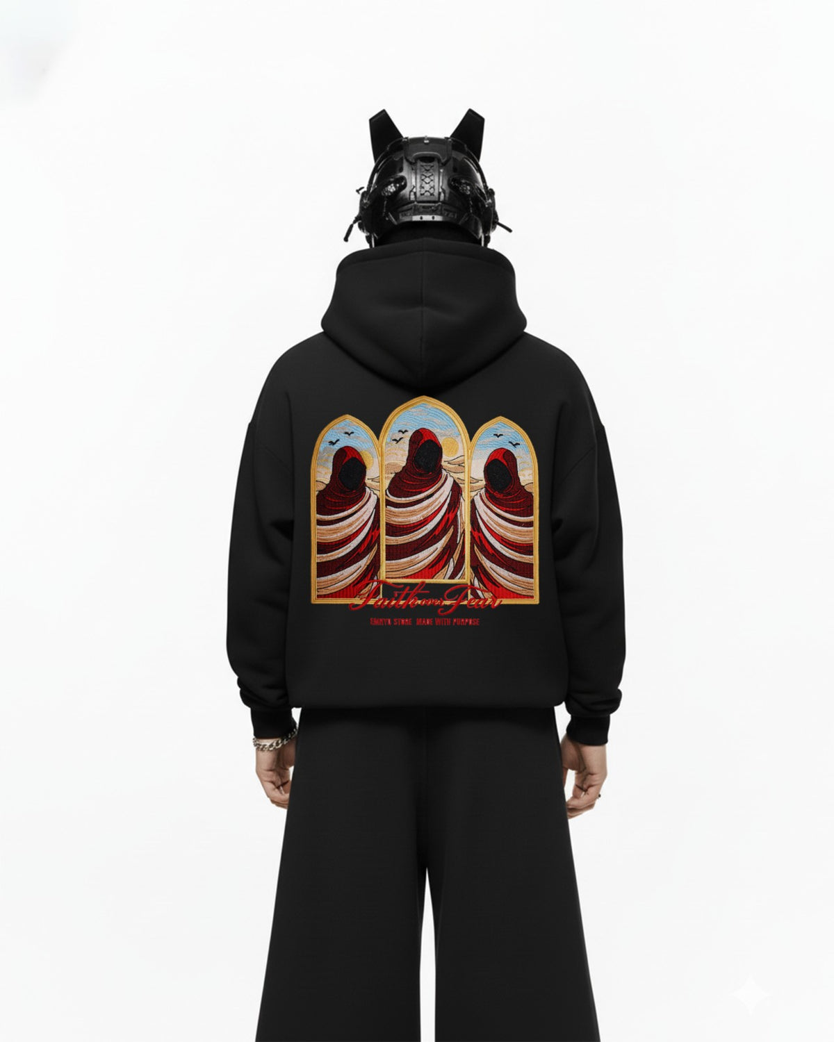Faith over Fear Embroidery Oversized Hoodie