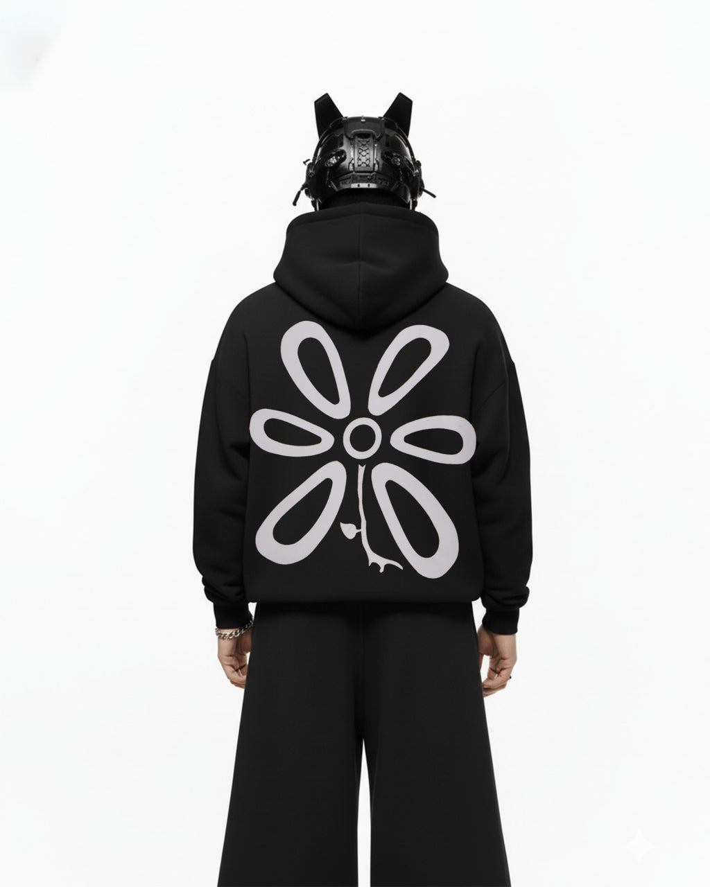 Flower Applique Embroidery Oversized Hoodie