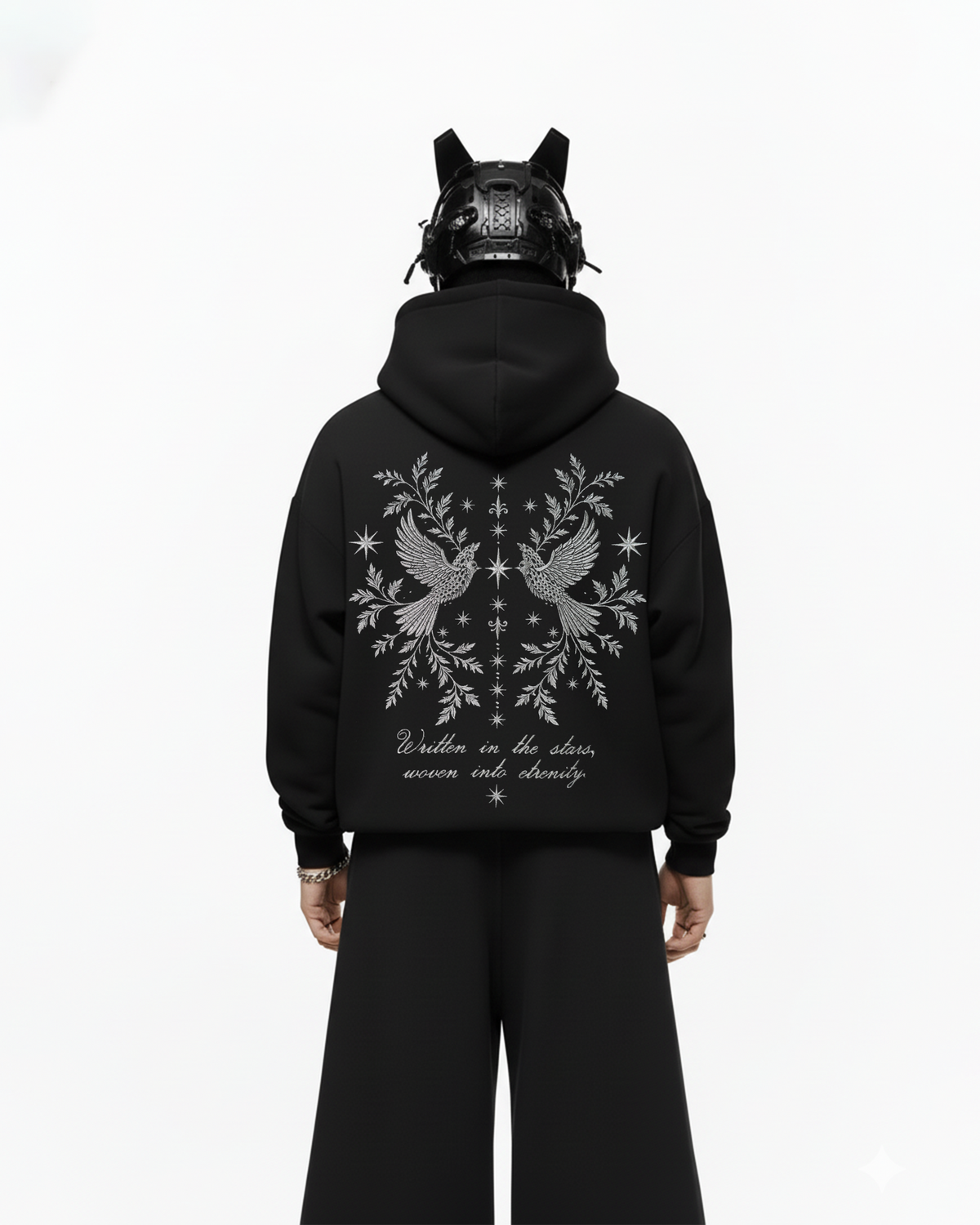 Pigeon Embroidery Oversized Hoodie