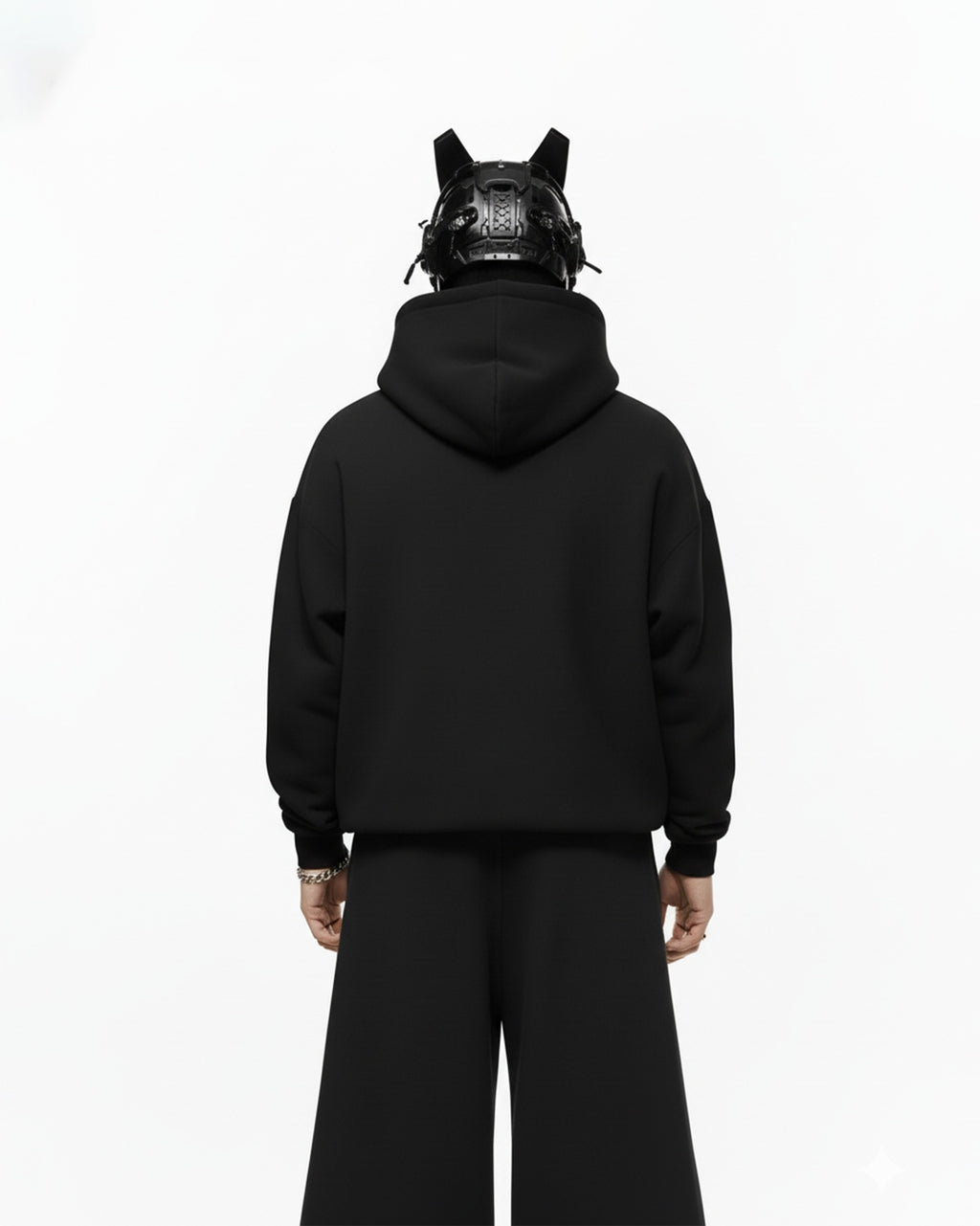 EMRYO LEATHER EMBROIDERED OVERSIZED HOODIE