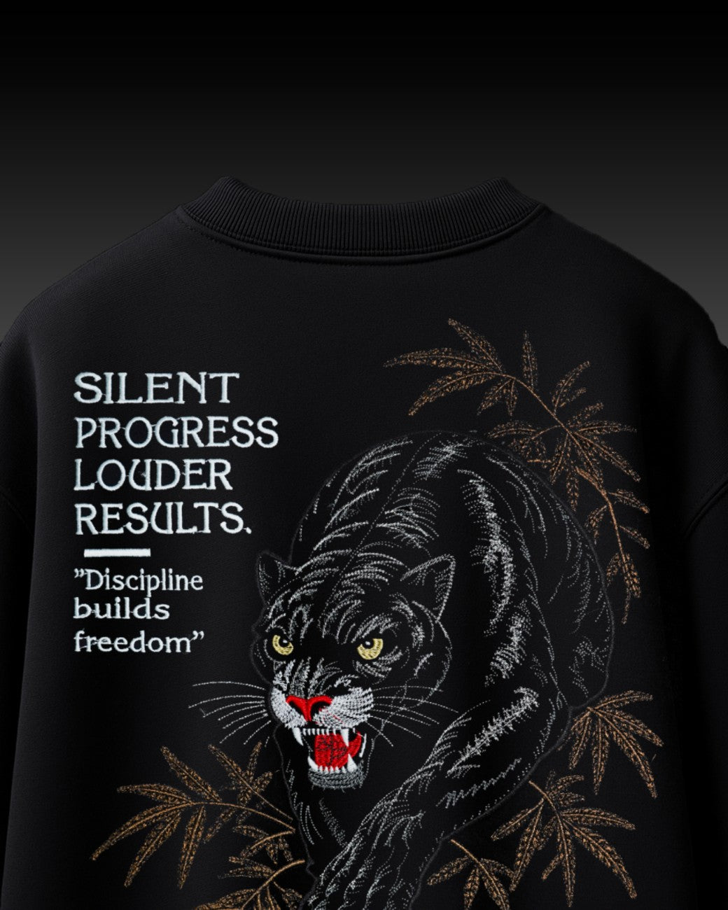 Black Panther Embroidery Oversized T-Shirt