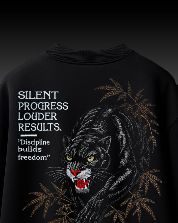Black Panther Embroidery Oversized T-Shirt