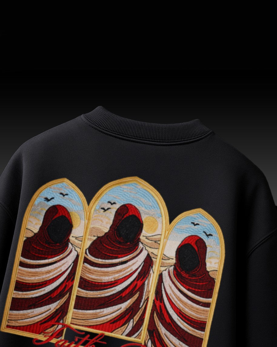 Faith Over Fear Embroidery Oversized T-Shirt