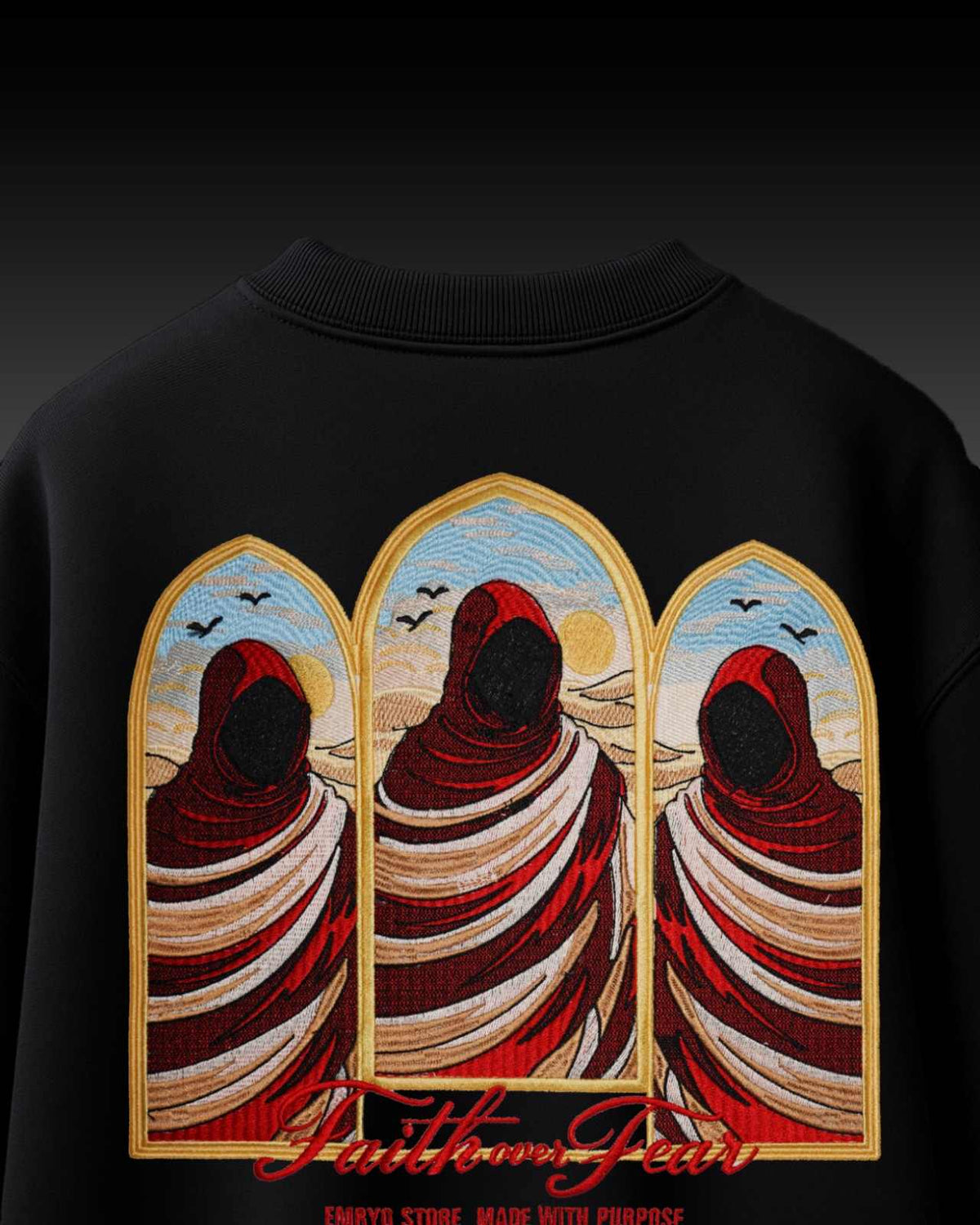 Faith Over Fear Embroidery Oversized T-Shirt