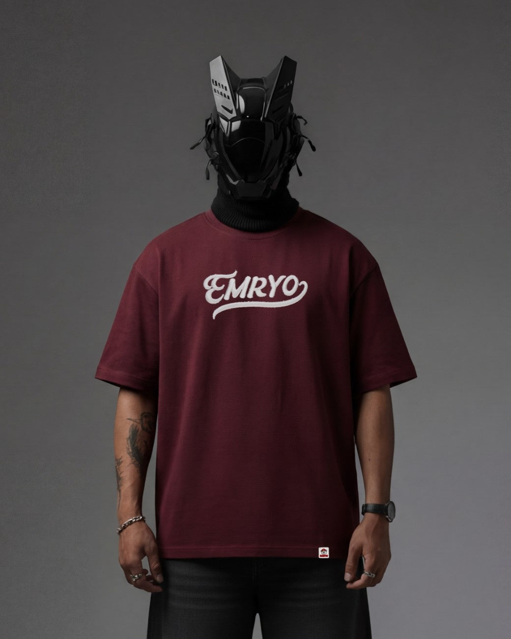 Leaves Applique Embroidery Over-Sized T Shirt