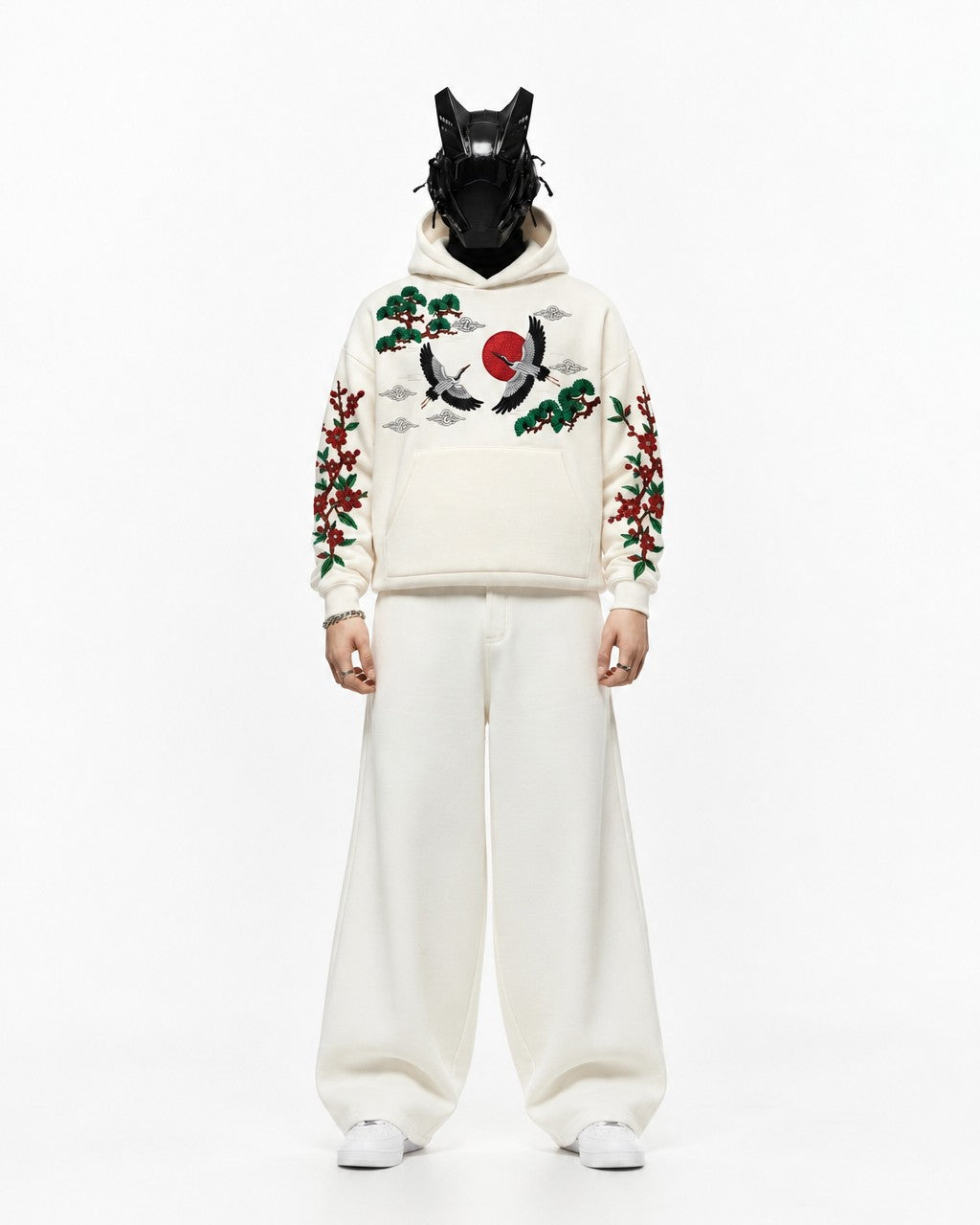 Tokyo Swan Embroidery Oversized Hoodie