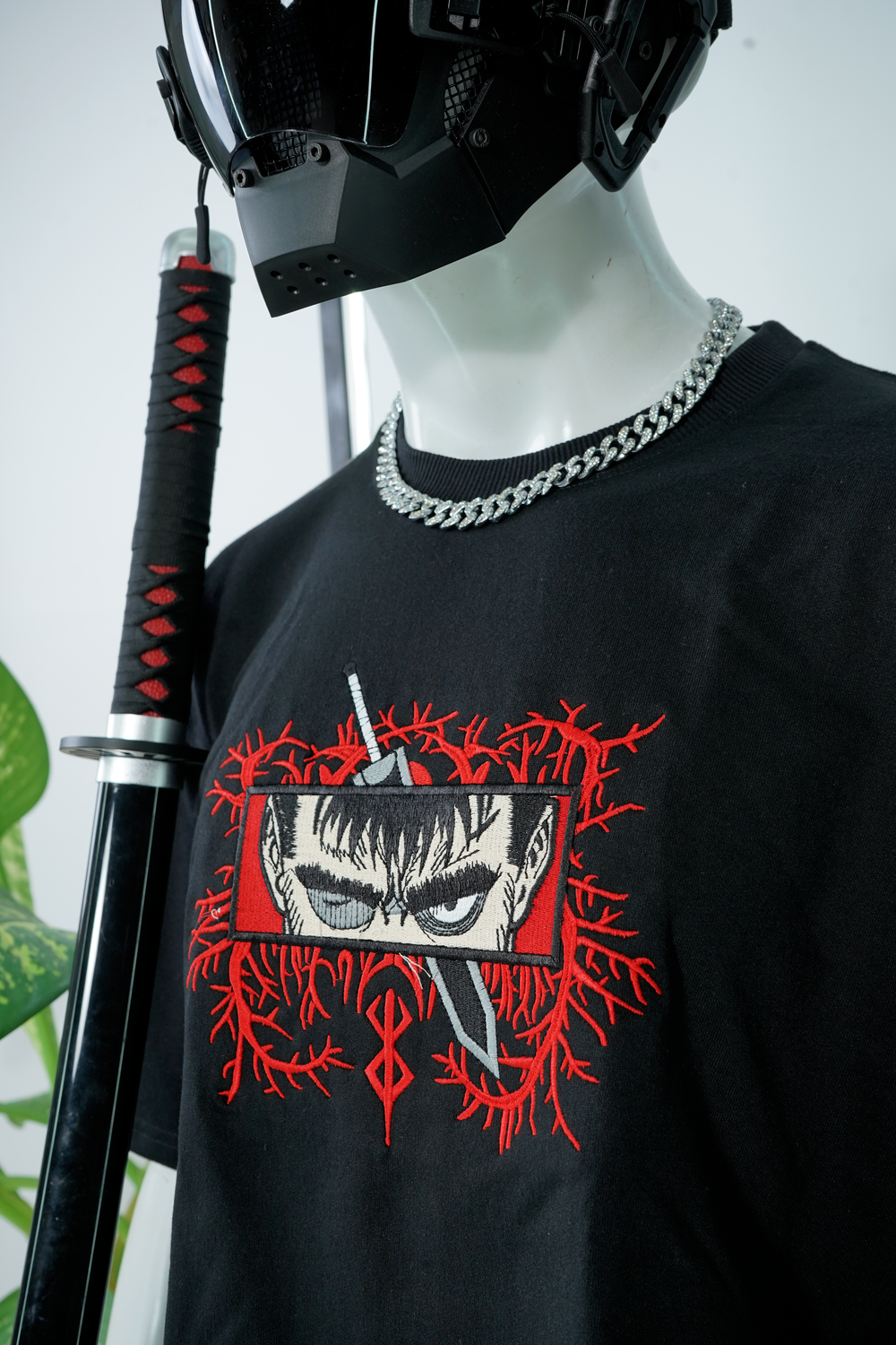 BERSERK RED VEINS EMBROIDERY OVER-SIZED T SHIRT