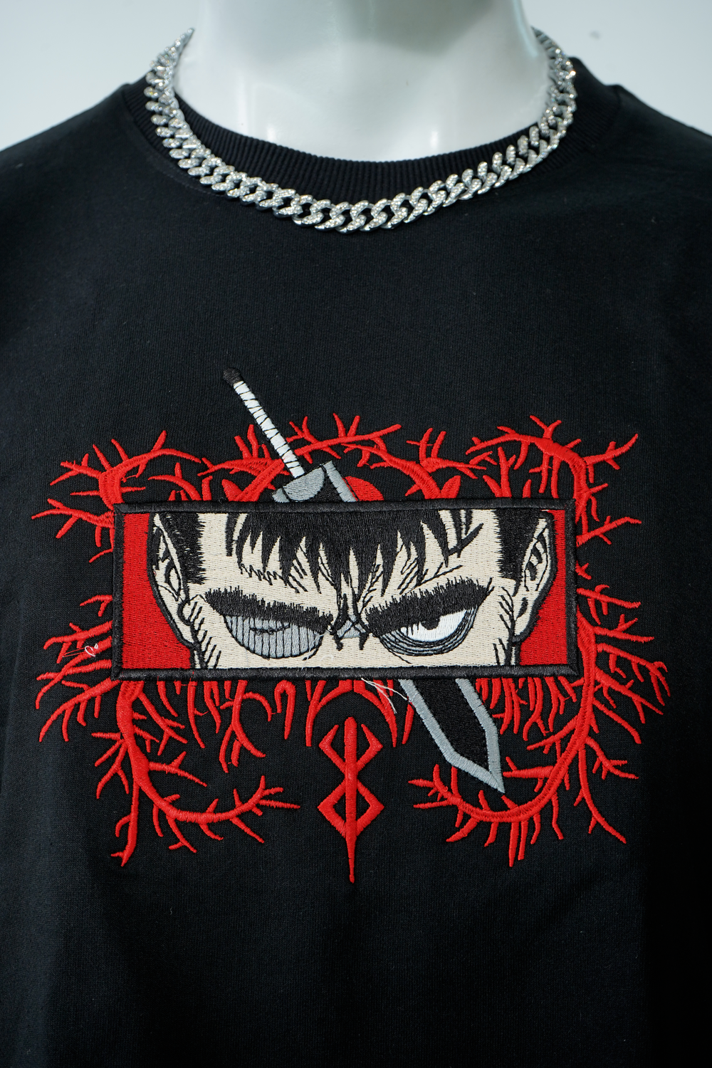 BERSERK RED VEINS EMBROIDERY OVER-SIZED T SHIRT