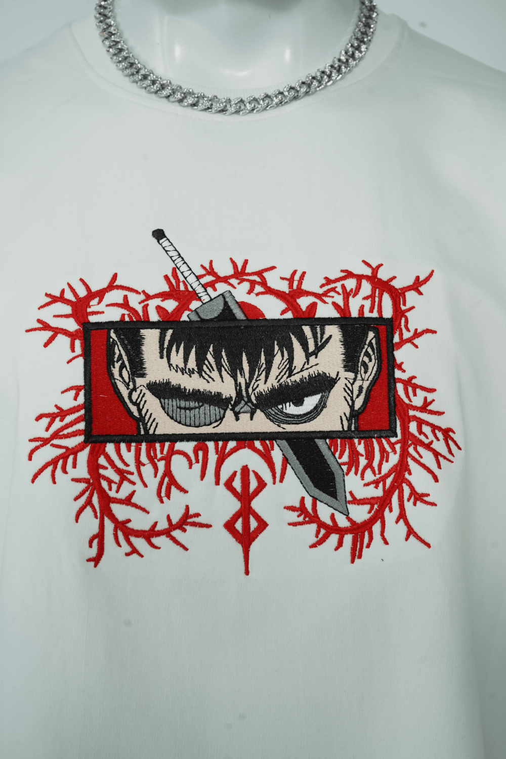 BERSERK RED VEINS EMBROIDERY OVER-SIZED T SHIRT