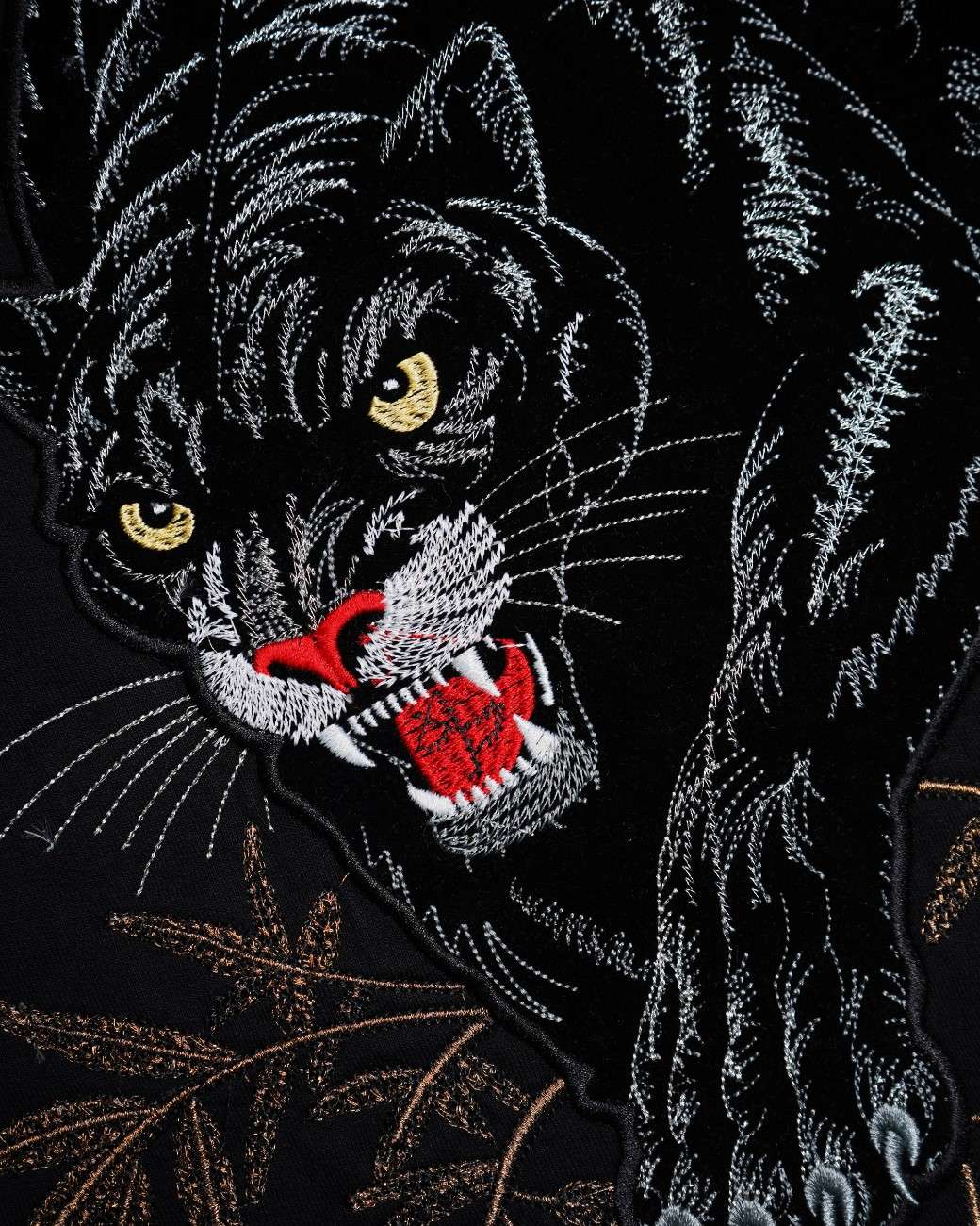 Black Panther Embroidery Oversized T-Shirt