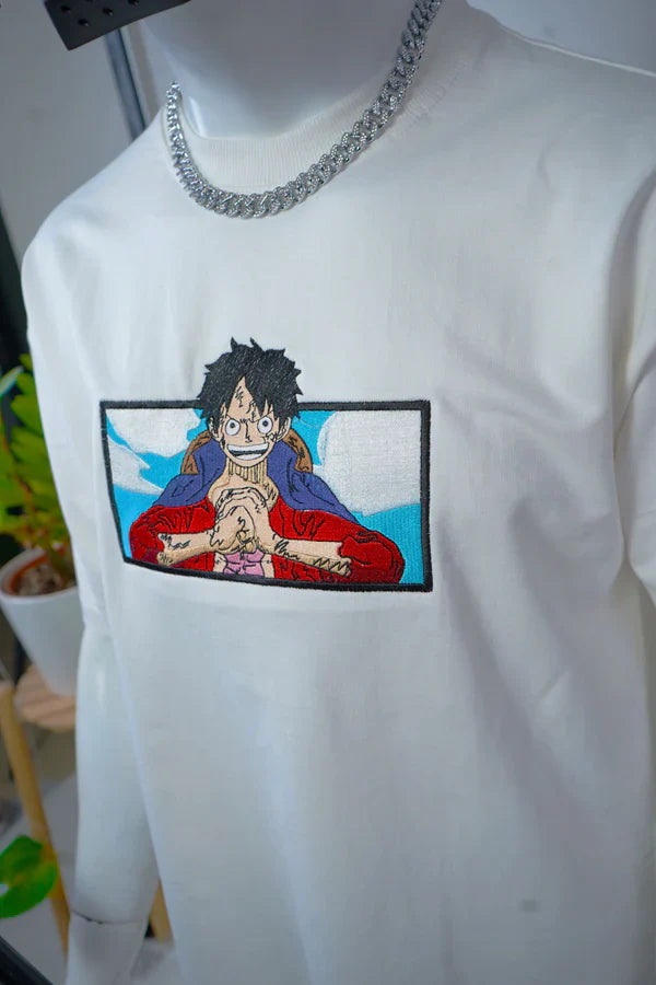 LUFFY EMBROIDERY OVER-SIZED T SHIRT