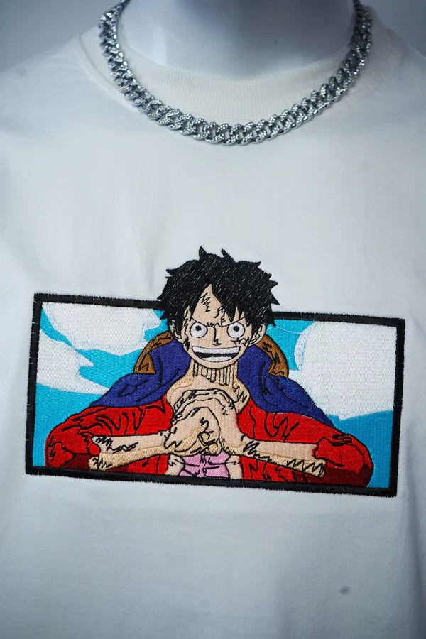 LUFFY EMBROIDERY OVER-SIZED T SHIRT