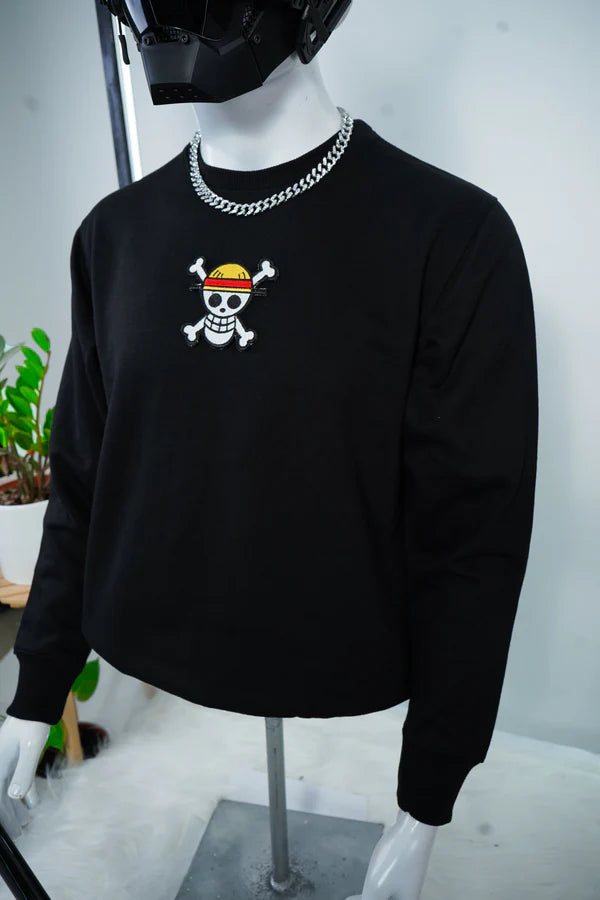 LUFFY RED EMBROIDERY SWEATSHIRT - My Store