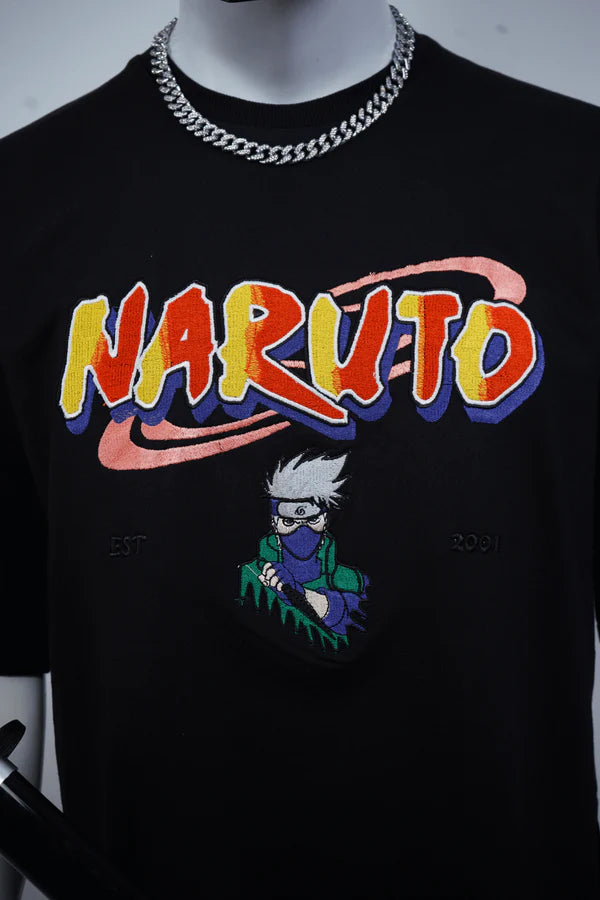 KAKASHI EMBROIDERY OVER-SIZED T SHIRT