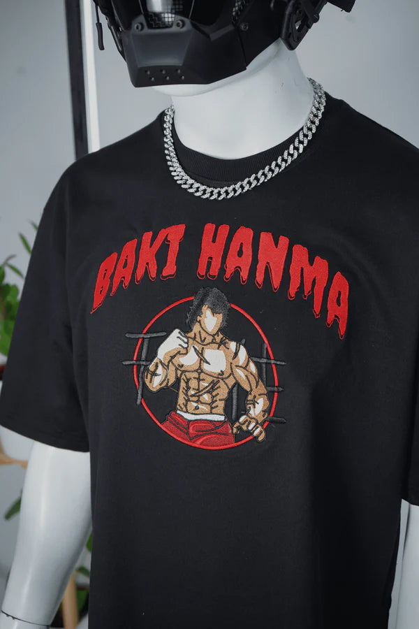 BAKI HANMA EMBROIDERY OVER-SIZED T SHIRT