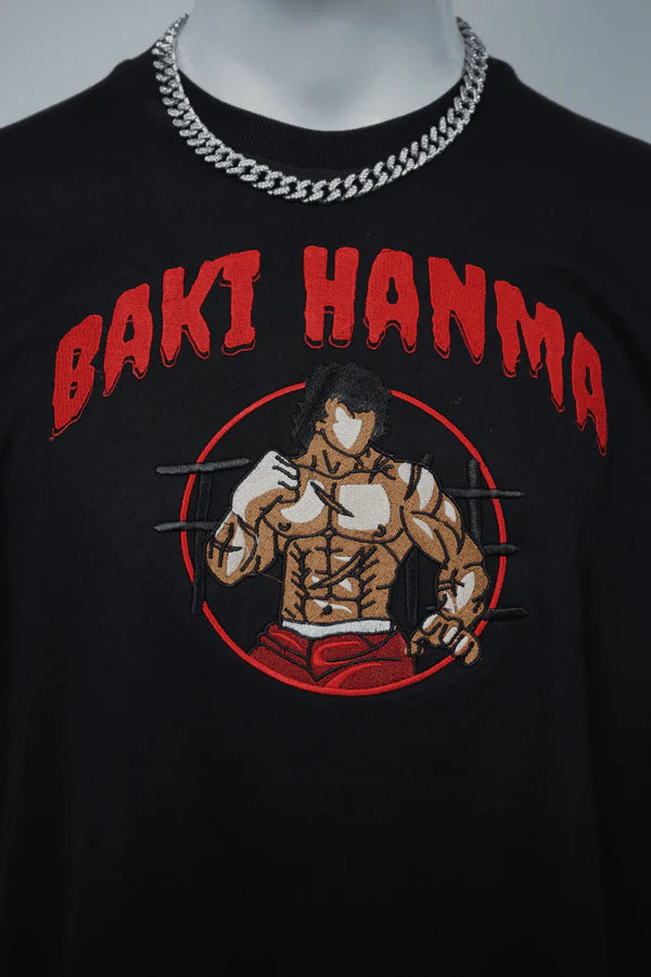 BAKI HANMA EMBROIDERY OVER-SIZED T SHIRT