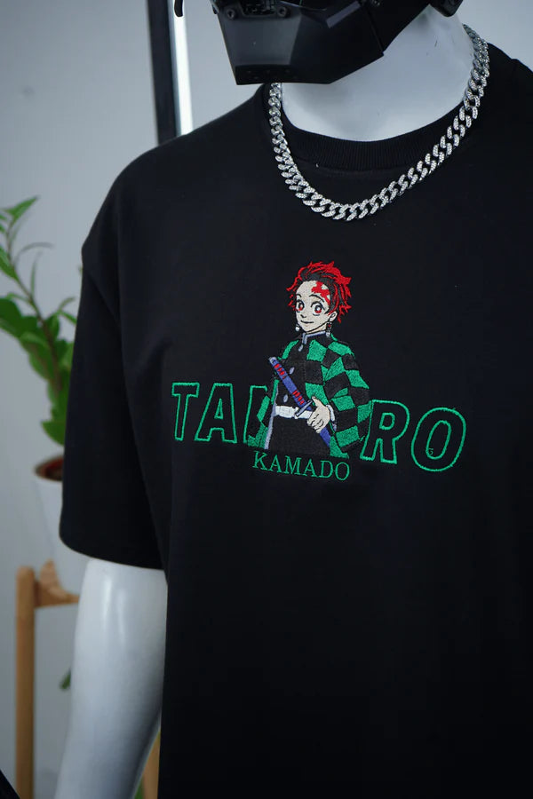 TANJIRO EMBROIDERY OVER-SIZED T SHIRT