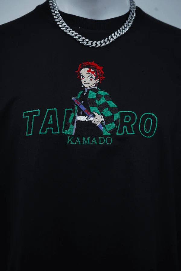 TANJIRO EMBROIDERY OVER-SIZED T SHIRT