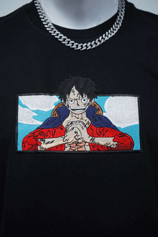 LUFFY EMBROIDERY OVER-SIZED T SHIRT