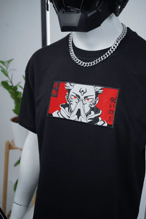 SUKUNA EMBROIDERY OVER-SIZED T SHIRT