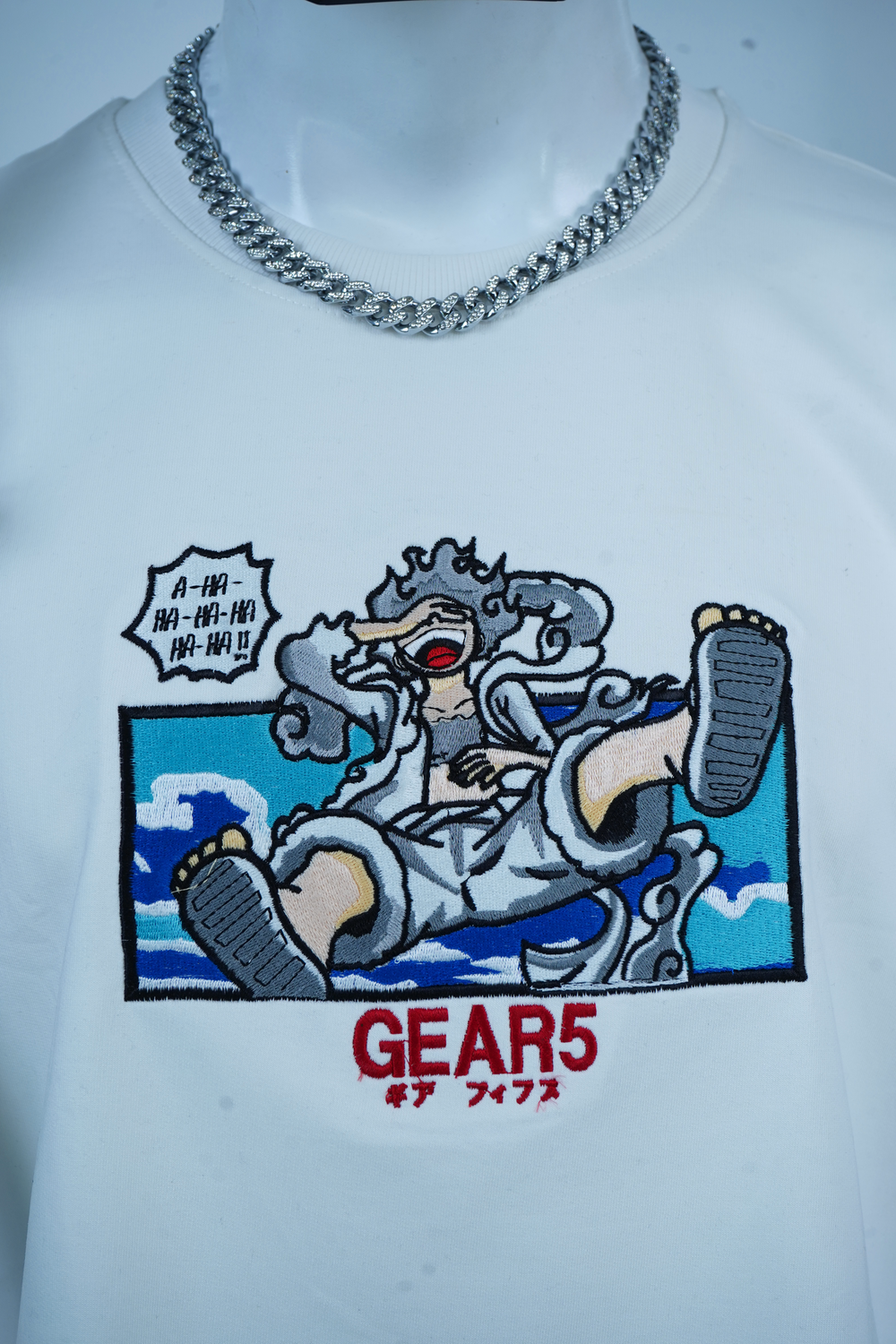 LUFFY GEAR-5 EMBROIDERY OVER-SIZED T SHIRT