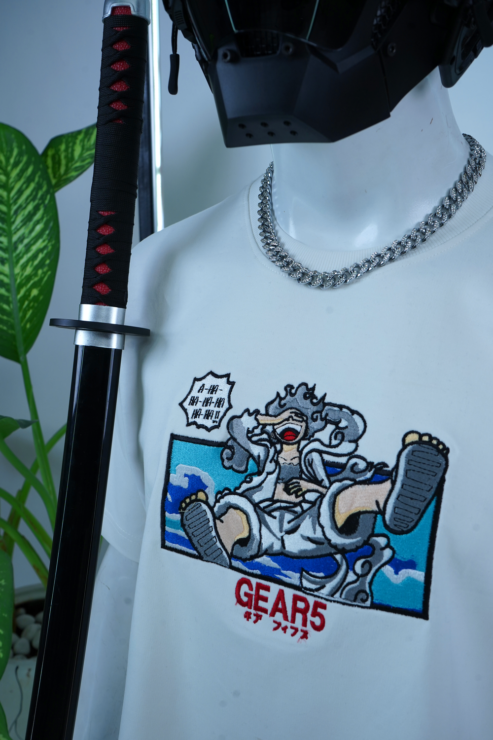 LUFFY GEAR-5 EMBROIDERY OVER-SIZED T SHIRT