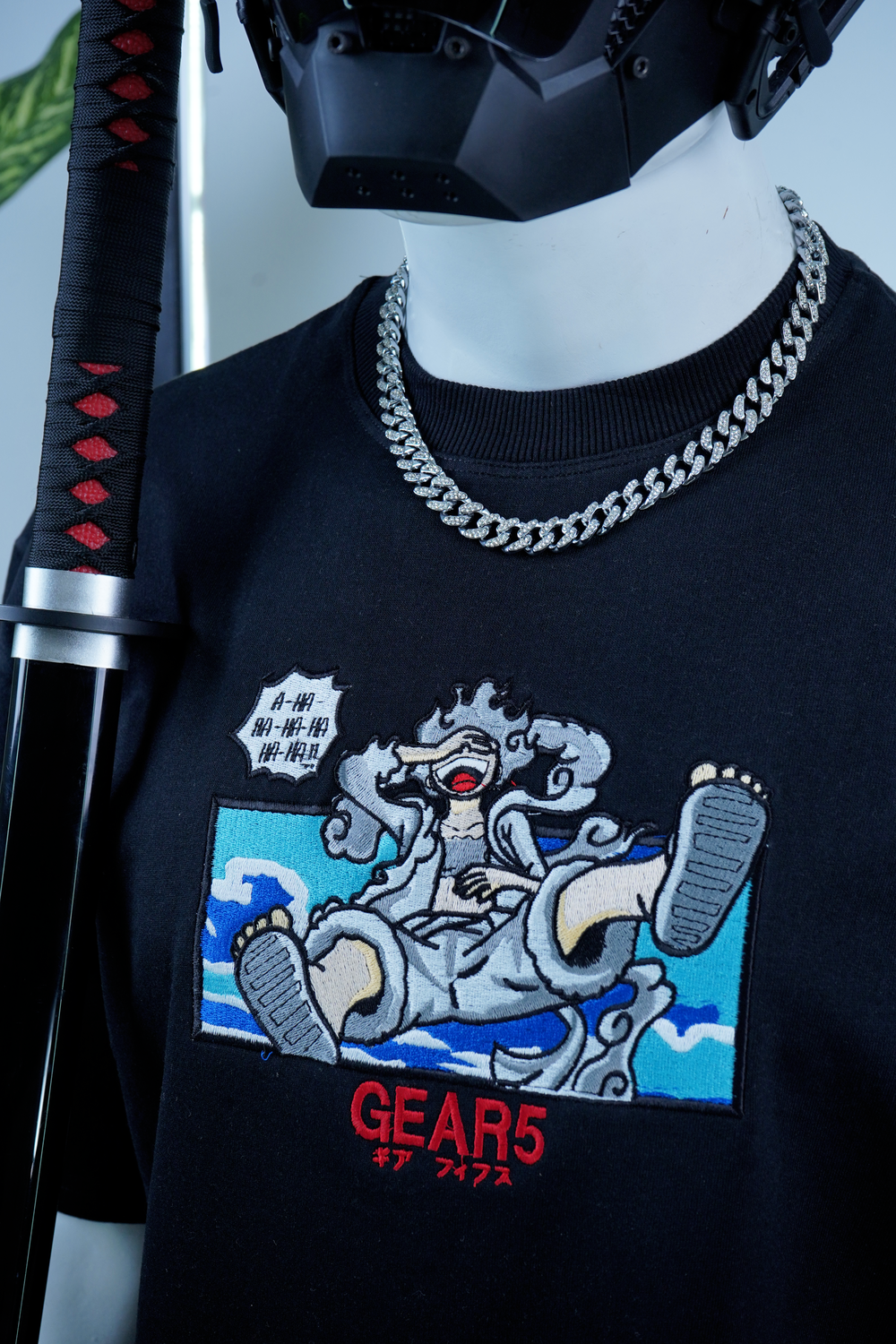 LUFFY GEAR-5 EMBROIDERY OVER-SIZED T SHIRT