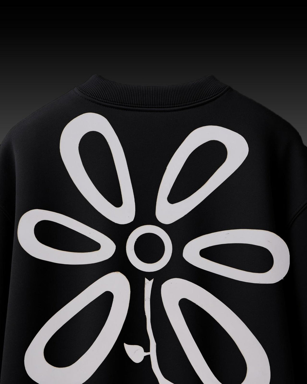 Flower Applique Embroidery Over-Sized T Shirt