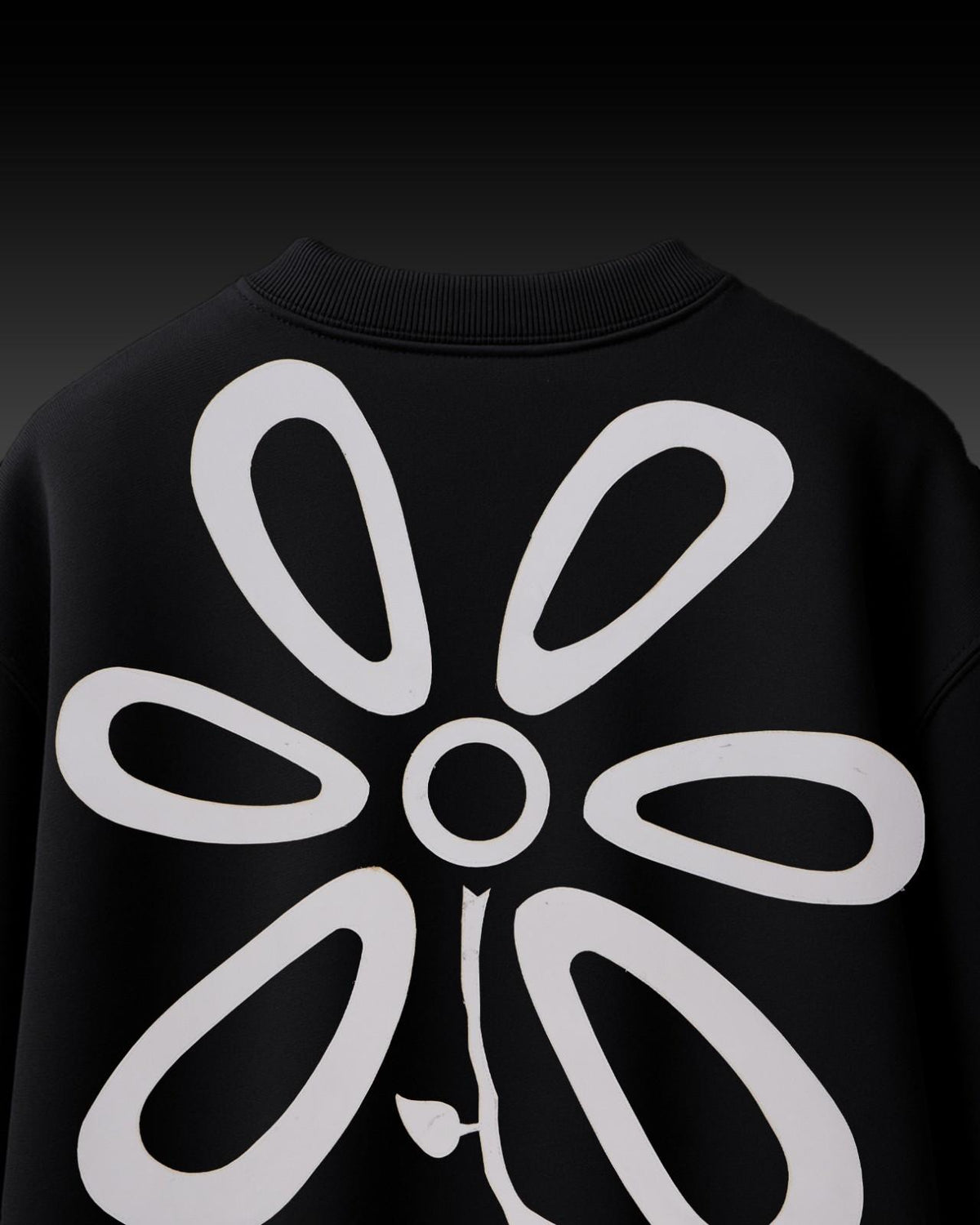 Flower Applique Embroidery Over-Sized T Shirt