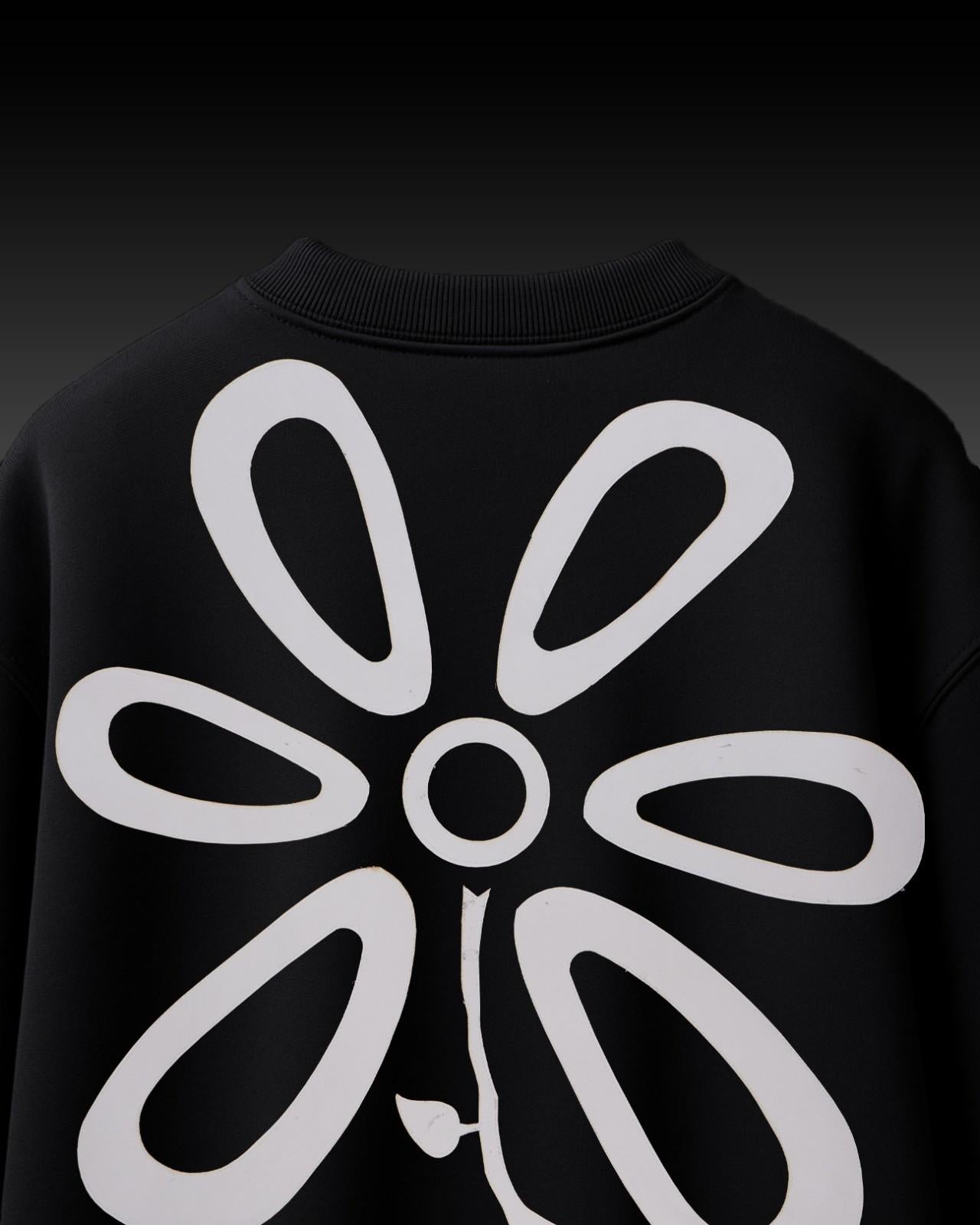 Flower Applique Embroidery Over-Sized T Shirt