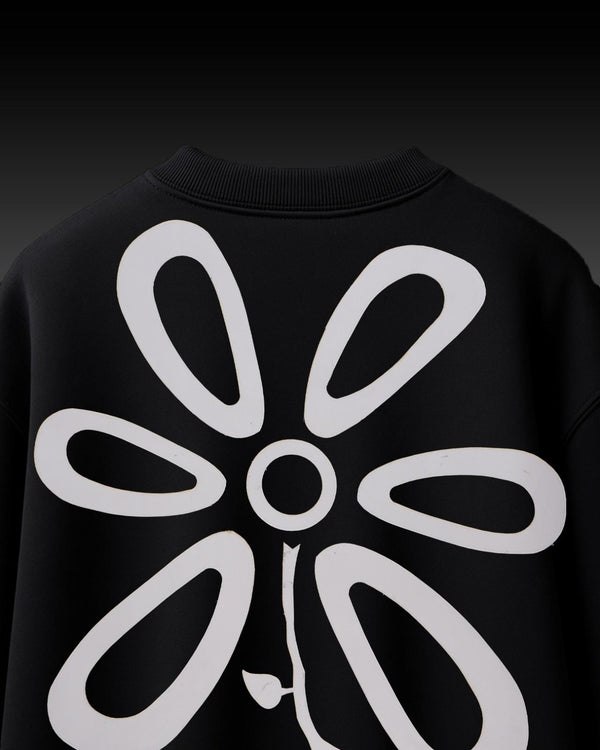 Flower Applique Embroidery Over-Sized T Shirt