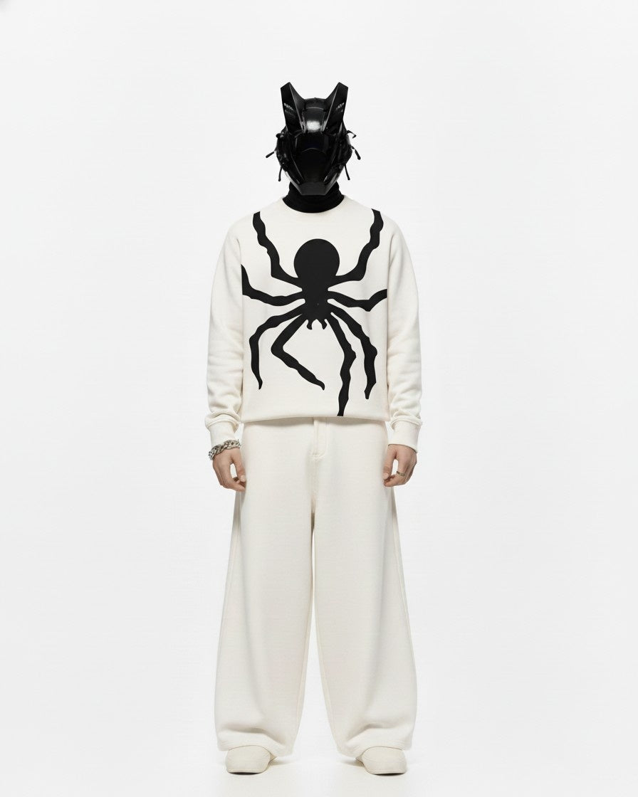 SPIDER APPLIQUE EMBROIDERY SWEATSHIRT
