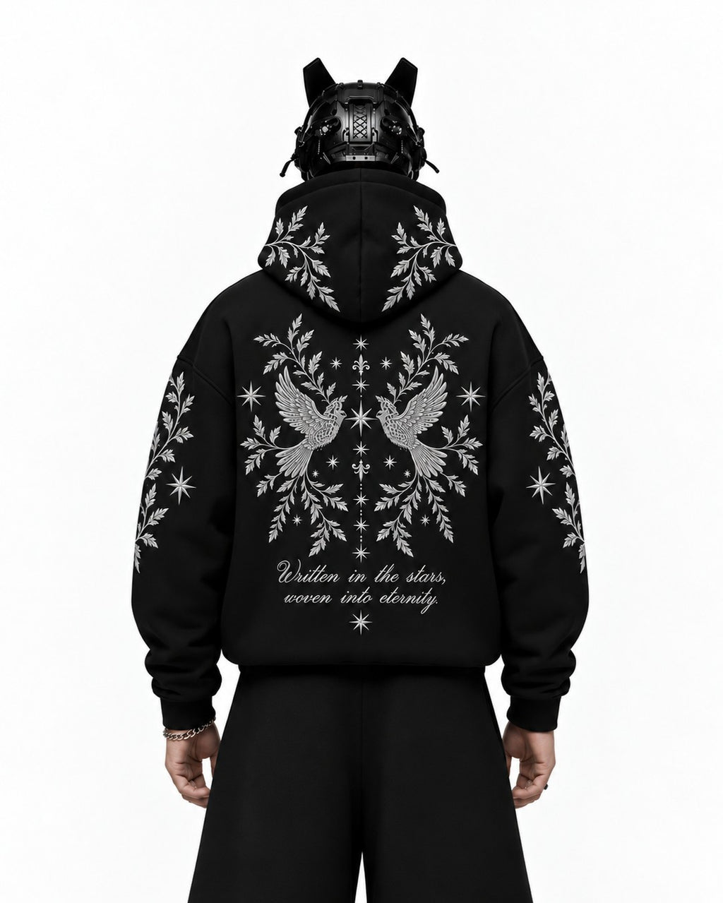 Pigeon Embroidery Oversized Hoodie