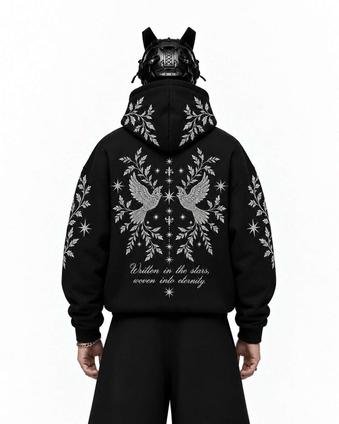 Pigeon Embroidery Oversized Hoodie