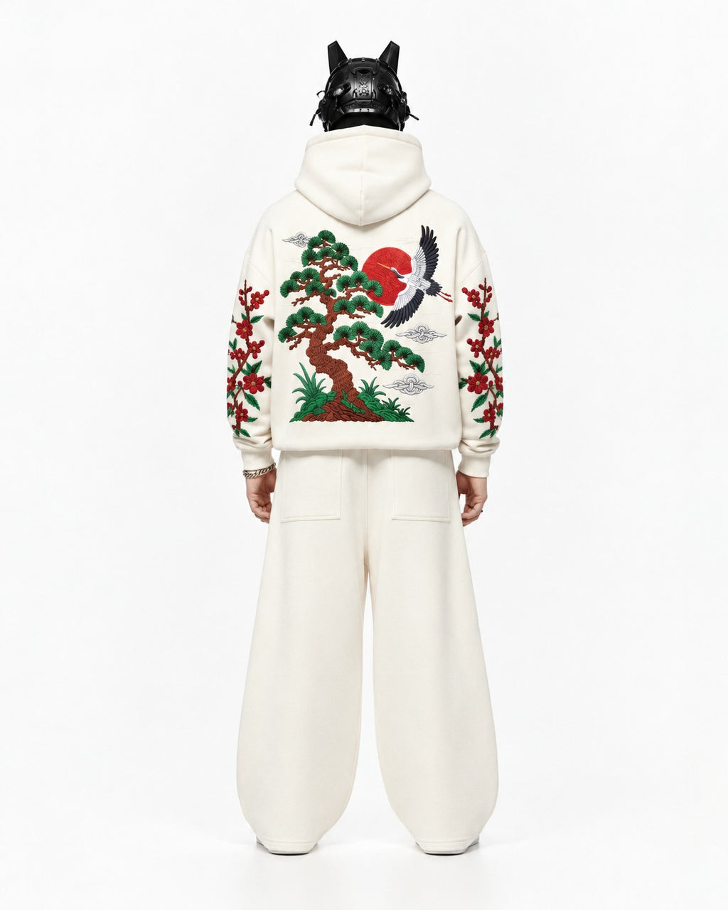 Tokyo Swan Embroidery Oversized Hoodie