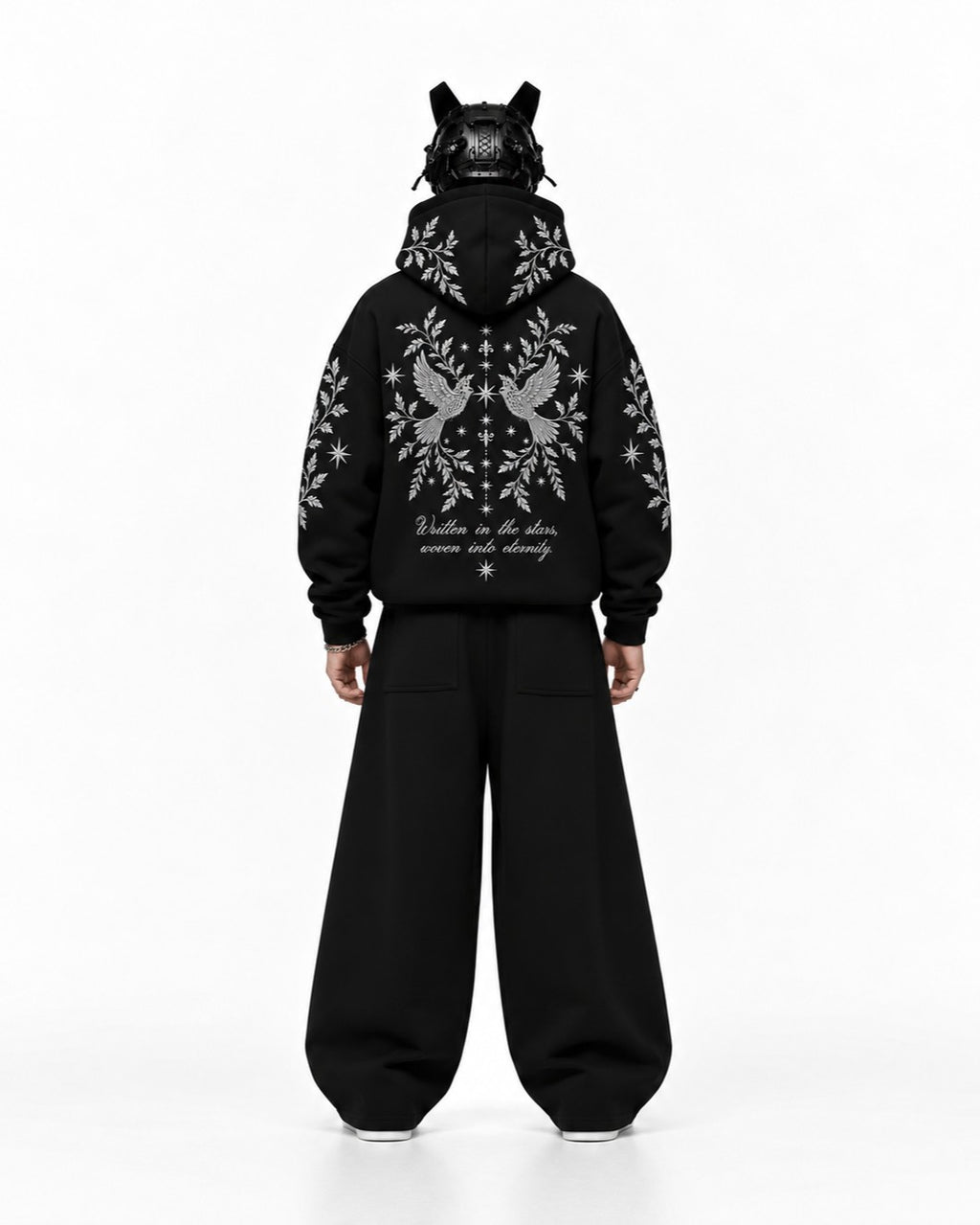 Pigeon Embroidery Oversized Hoodie