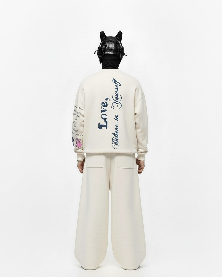 BELIEVE IN YOURSELF EMBROIDERY OVERSIZED SWEATSHIRT