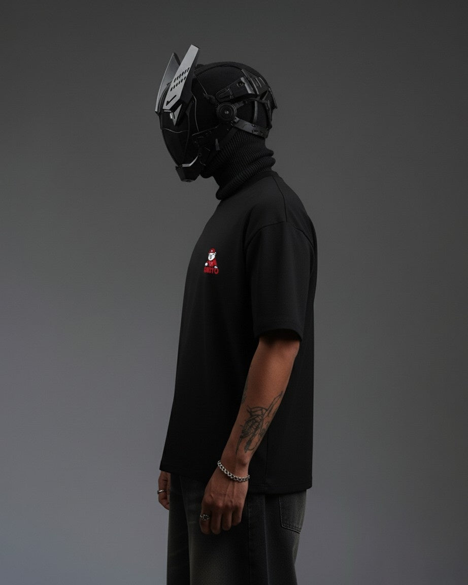SKATER-BOT EMBROIDERY OVER-SIZED T SHIRT